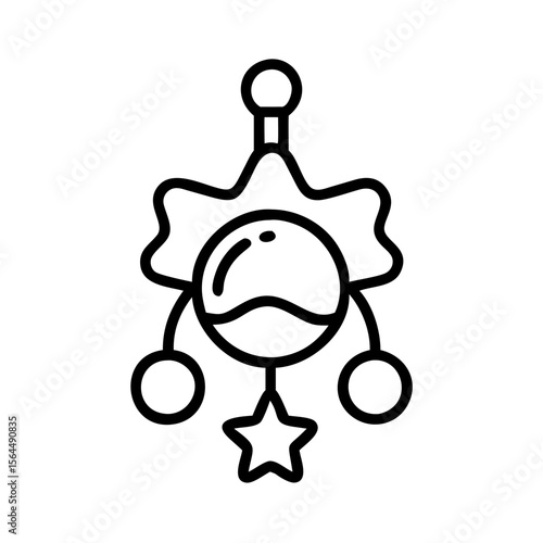 Baby mobile toy with stars and spheres in a minimalist design  