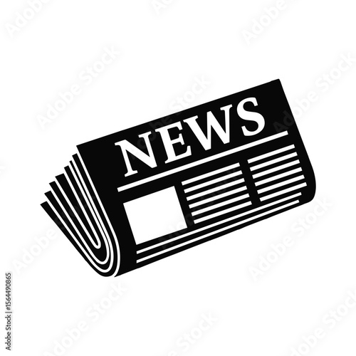 Black silhouette of a newspaper with the word news isolated on white background Art & Illustration
