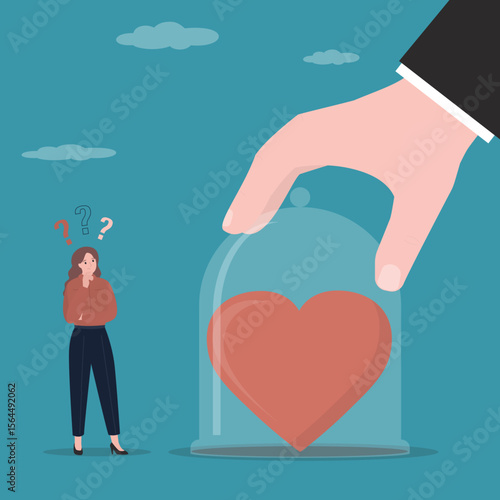 Canvas Print Love, romance or anchoring in past concept, closed up of red heart inside the glass jar