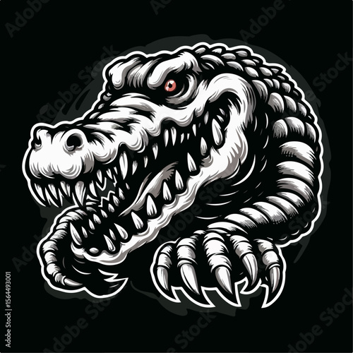 illustration of a vicious scary crocodile 