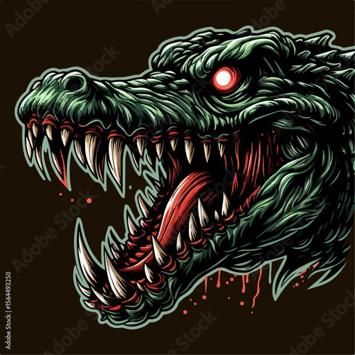 illustration of a vicious scary crocodile 