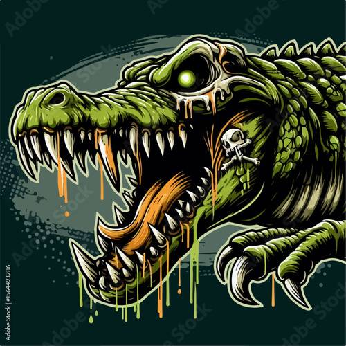 illustration of a vicious scary crocodile 