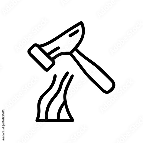 Wood carving tool with wood shavings concept of icon  