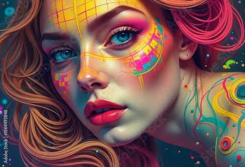 Vibrant Painted Portraits of Women – Colorful Face Art and Psychedelic Aesthetics