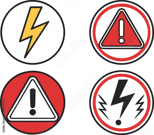 Free Download Electricity symbol, high voltage sign, lightning icon set, transparent vector.electricity, lightning, safety, danger, illustration, sign, symbol, vector, arrow, buttons, cut out, electrician,  - GFXLoad