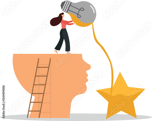 Ambition or motivation to success or being excellence, aspiration and effort to improve, growing and best performance concept.flat characters.