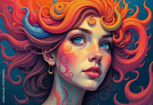 Vibrant Painted Portraits of Women – Colorful Face Art and Psychedelic Aesthetics