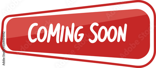 coming soon tag sticker. red label for new upcoming product. transparent png and vector.announce, badge, flag, graphic, label, overlay, poster, product, promotion, retail, ribbon, sale, shopping, 