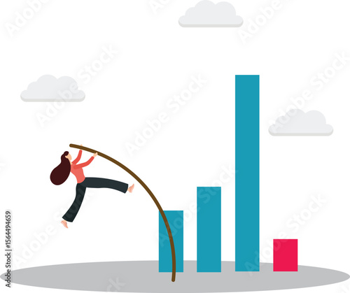 Next economic recession forecast or prediction, stock market decline or revenue decrease, low performance or GDP falling down concept. character life .