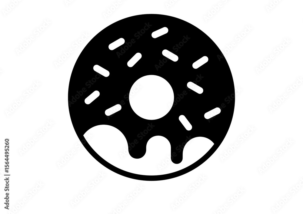 Obraz premium metal ball bearing isolated, Playful Black Silhouette Donut with Sprinkles for Party Decor and DIY Crafts