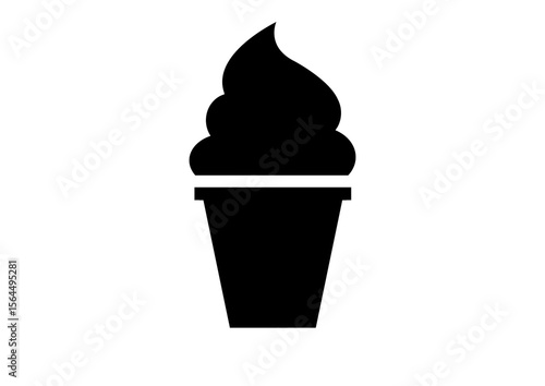 Whimsical Black Silhouette Soft Serve Ice Cream Cone for Party Decor and Crafts
