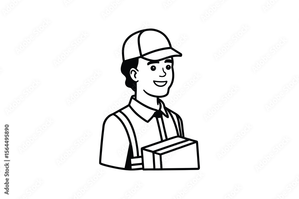 Delivery Man Holding a Package in Silhouette Style Delivery Man Holding a Package in Silhouette Style