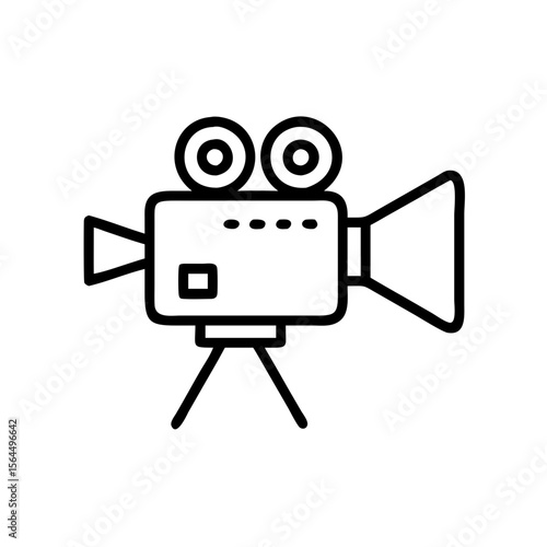 Film camera icon in minimalist style with black outlines  