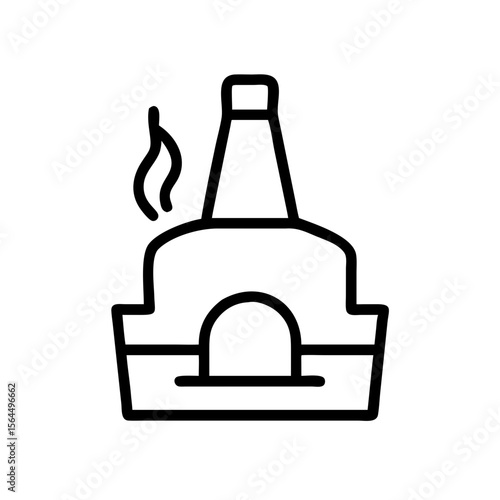 Pottery kiln icon in simple line art design with smoke concept of icon  
