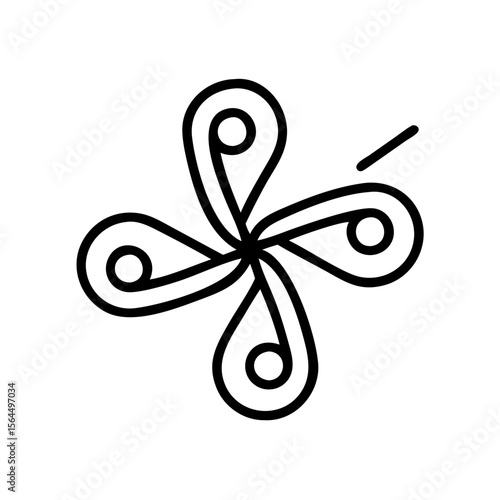 Abstract paper quilling design in minimalist style on white background  