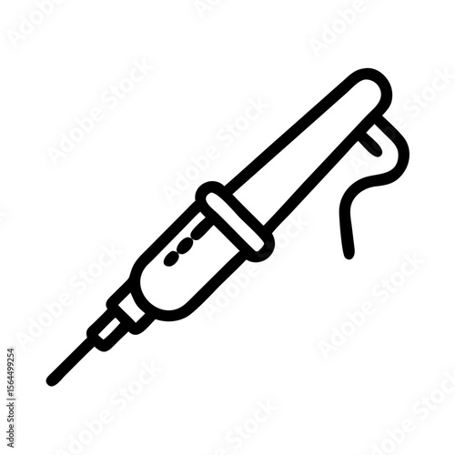Soldering iron icon in minimal design with black outline  