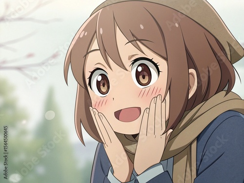 cute blushing anime girl