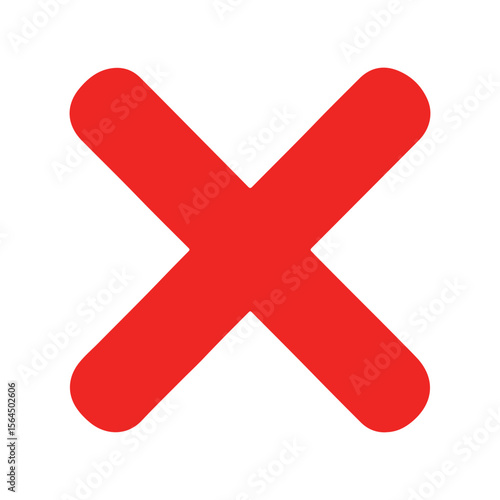 Red cross mark on white background symbol incorrect