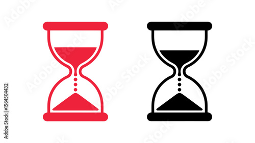 Hourglass Time Sand Timer Outline and Solid Vector Icons - Deadline Countdown