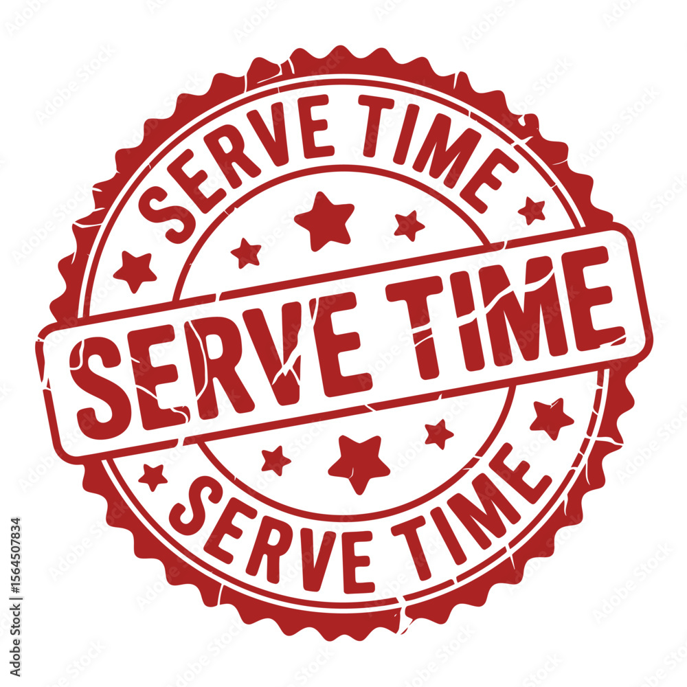 Serve Time Rubber Stamp Illustration in Red Ink on White Background Serve Time Rubber Stamp Illustration in Red Ink on White Background
