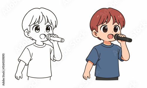 singer posing with microphone coloring page for kids