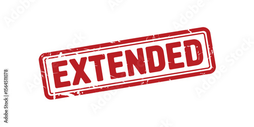 Red Extended Rubber Stamp on White Background with Grunge Texture