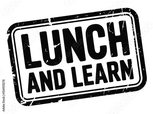 Lunch and Learn Black Ink Stamp on White Background