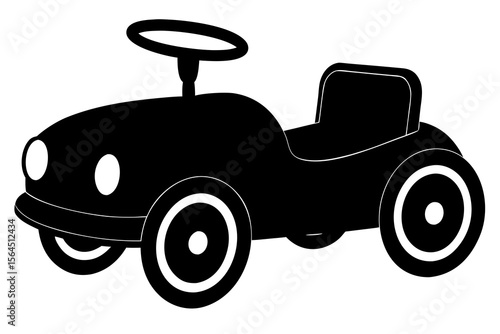 Black and White Silhouette of a Toy Pedal Car