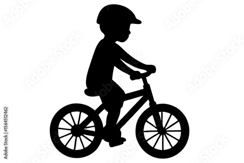 Child Riding Bike Silhouette, Helmet, Sport