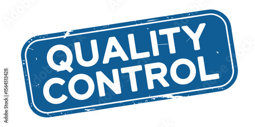 Blue Quality Control Stamp with White Text and Border Design