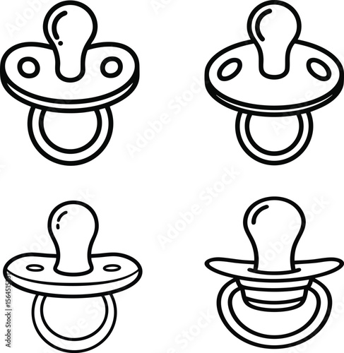 Set of cute pacifier icons. Baby soother designs ideal for baby product and graphic design projects.