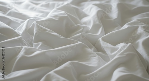 Minimalist and modern white bed linen with natural folds