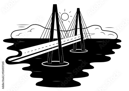 Mumbai Bandra Worli Sea Link iconic Bridge, eight-lane cable-stayed bridge. Mumbai Iconic Landmark. Bombay Bandra world sea link bridge. Famous South mumbai bandra worli sea link view point.