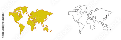 Simplified illustration of a world map. World map in a simple minimalistic form. Vector
