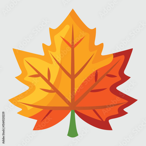 Stylized autumn maple leaf with vibrant orange and yellow colors