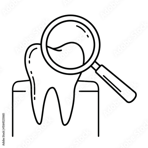Tooth under magnifying glass illustrating dental examination concept  