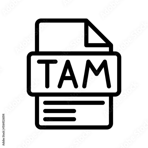TAM Outline Icon. Total Addressable Market TAM outline icon for market size, business potential, and sales strategy.