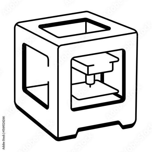 A doodle style icon showing 3d printer
