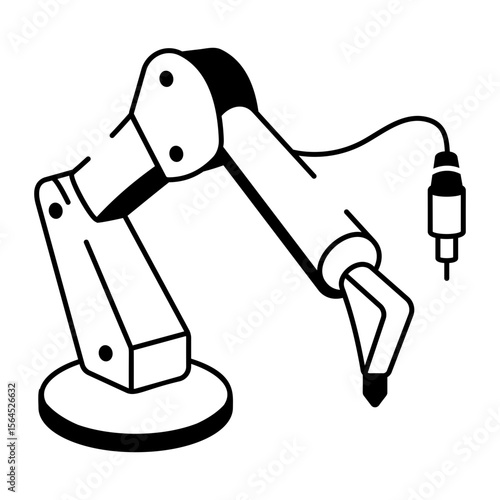 A hand drawn style icon showing soldering robot
