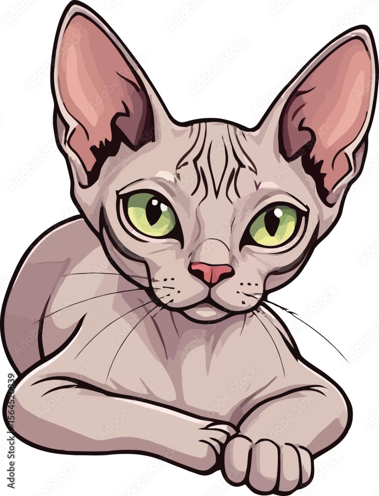 Obraz premium Cute cartoon a illustrator vector Sphynx cat
