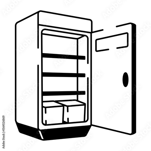 A hand drawn style icon showing lab freezer
