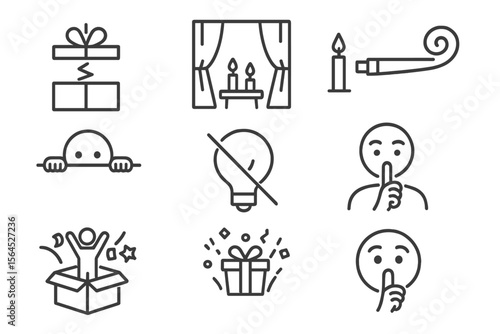 Variety of gift and celebration icons on subtle gray background