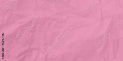 Pink clean crumpled paper background. Horizontal crumpled empty paper template for posters and banners. Vector illustration