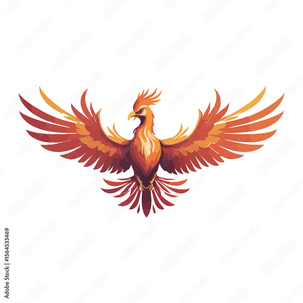 Obraz premium Phoenix Bird with Open Wings Vector