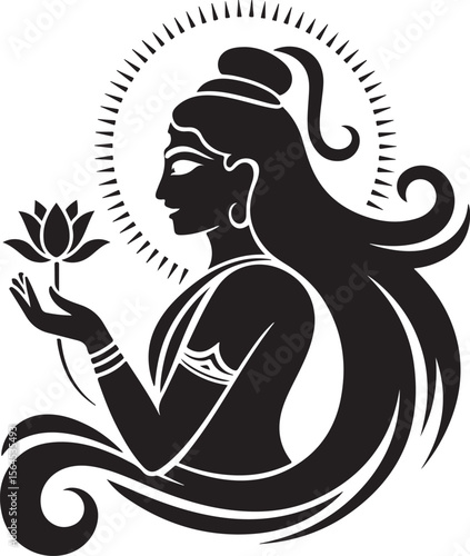 Maa Durga face with crown and third eye (silhouette or line art)

Durga with 10 arms holding weapons

Durga riding lion

Puja thali (worship plate)

Trishul (trident) with OM symbol
