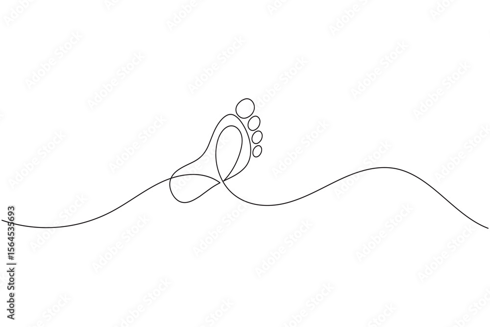 Obraz premium Foot sole continuous line drawing vector on white background in minimalist and simple outline style