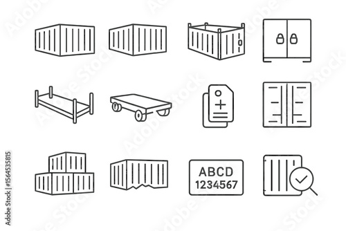 Shipping containers and logistics icons on metallic background