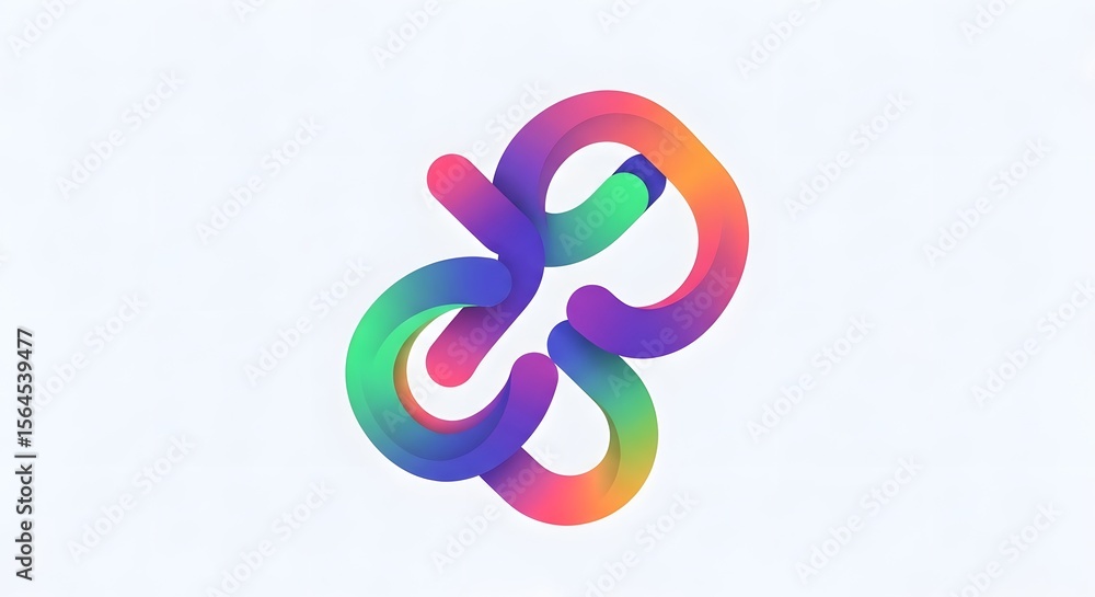 Fototapeta premium Fluid Colorful Abstract Shape, Modern 3D Render With Vibrant Gradient On White Background