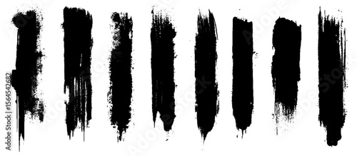 Vector collection or set of artistic black paint. Set of vector paint brush strokes. 