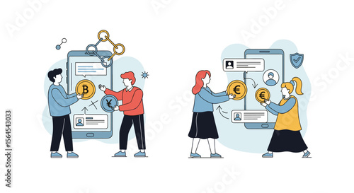 Digital currency exchange and mobile cryptocurrency transactions for global finance